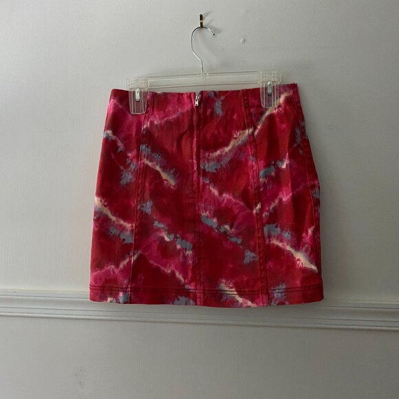 Free People Modern Femme Denim Mini‎ Skirt Flamingo Flame Size 8 - Picture 5 of 6